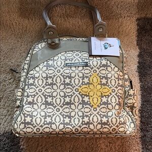 Petunia Pickle Bottom Gray and Yellow Baby Bag